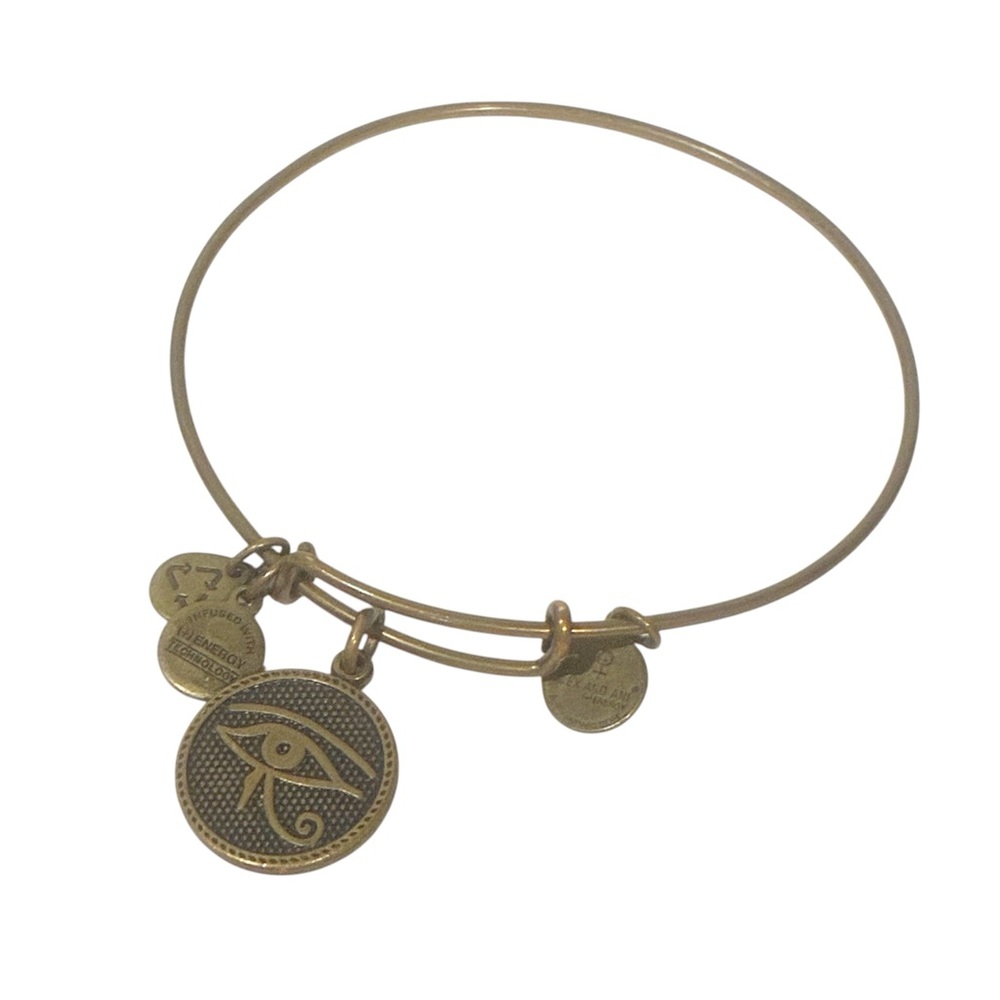 Alex and Ani Bangle Bracelet The Eye of Horus Charm Gold Tone Adjustable Bangle‎